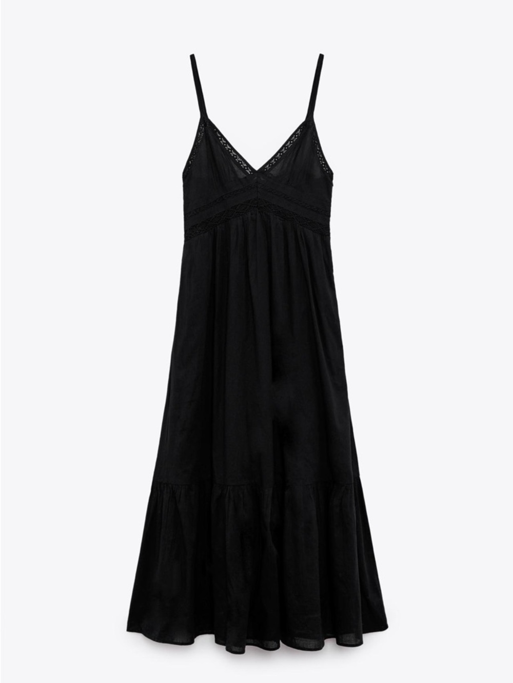 Zara Black Lace Insert Summer Midi Dress